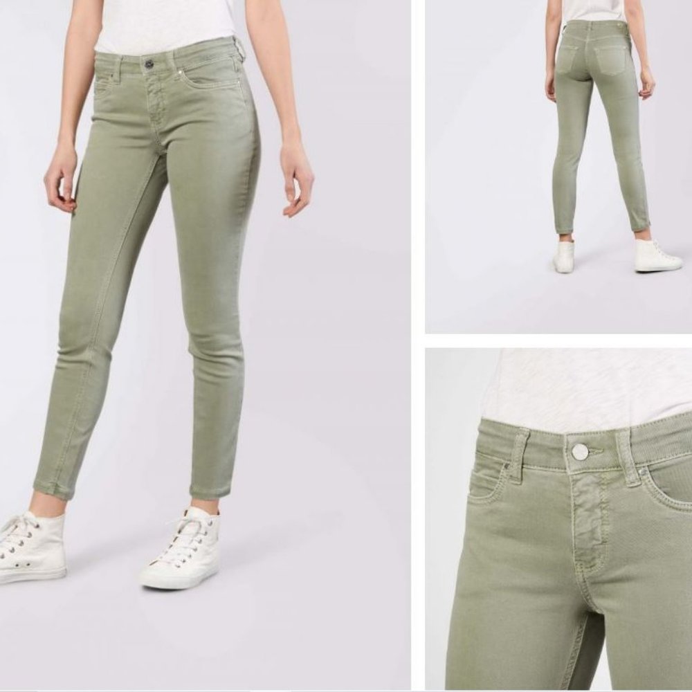 MAX jeans skinny straight pale green denim jeans pants